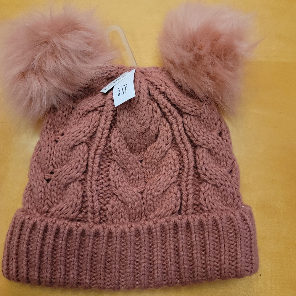 Baby gap faux fur beanie dusty rose